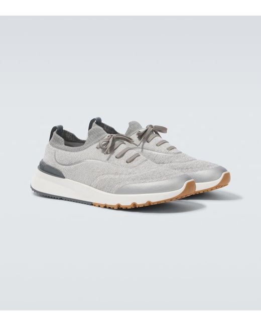 Brunello Cucinelli Sneakers Aus Strick in White für Herren