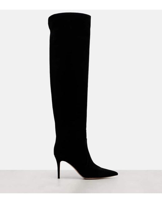 Gianvito Rossi Black Hansen 85 Suede Knee-High Boots