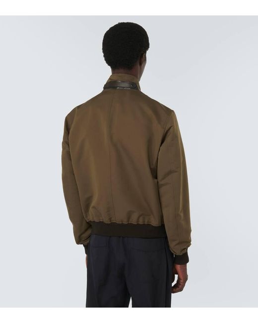 Tom Ford Green Cotton And Silk Poplin Bomber Jacket for men