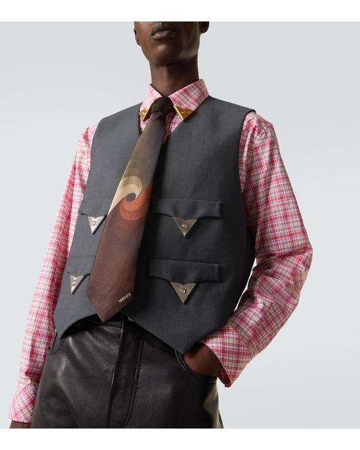 Versace Pink Checked Cotton Poplin Shirt for men