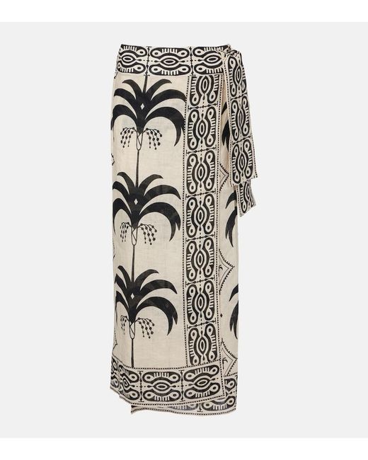 Johanna Ortiz Natural Printed Linen Beach Cover-Up