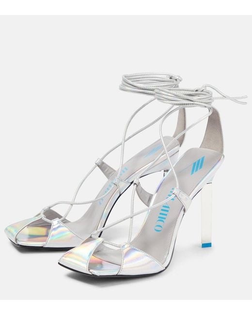 The Attico White Adele Metallic Leather Sandals