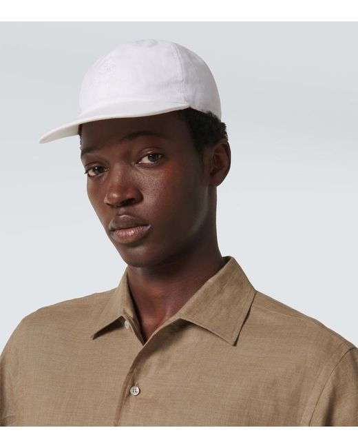 Loro Piana White Linen Baseball Cap for men