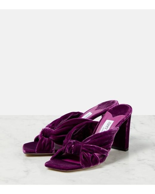 Jimmy Choo Purple Avenue 85 Velvet Mules