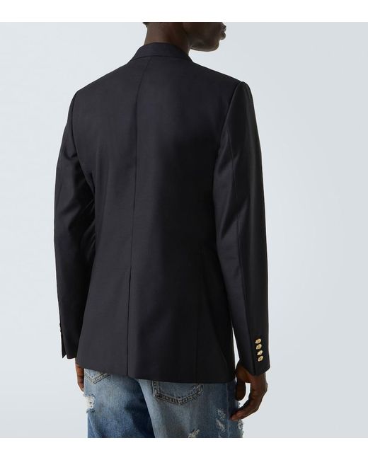 Dolce & Gabbana Black Patch-Applique Wool And Silk Blazer for men