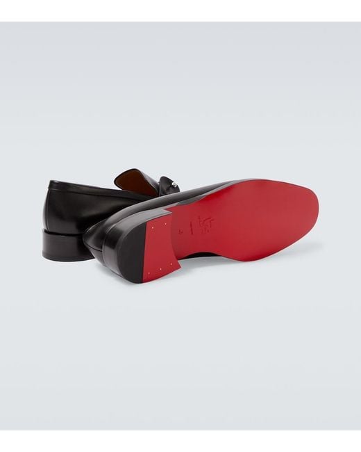 Christian Louboutin Black Chambelimoc Calf-Leather Derby Shoes for men