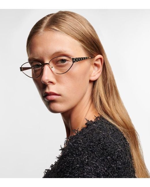 Gucci Metallic Ssima Cat-Eye Glasses