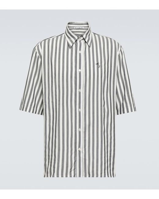 Acne White Oversized Striped Shirt for men