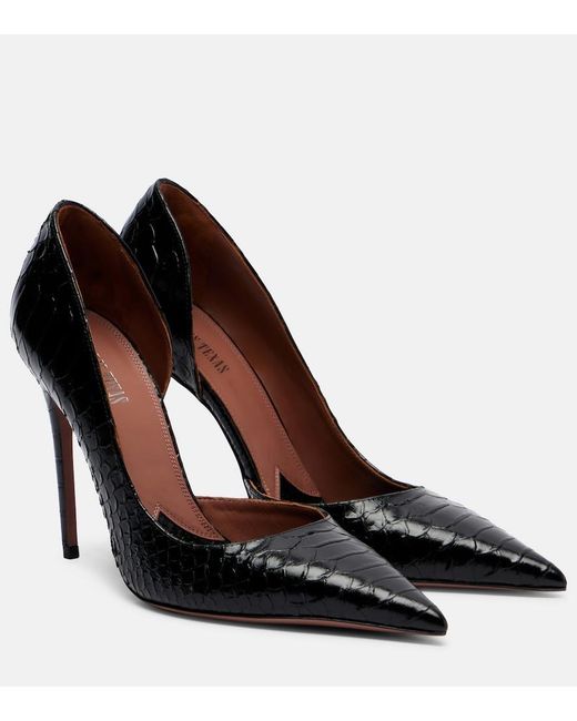 Paris Texas Brown Vera 105 Snake-Effect Leather Pumps