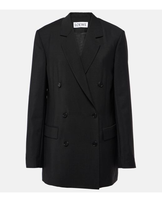 Loewe Black Double Breasted Jacket In Mohair And Wool