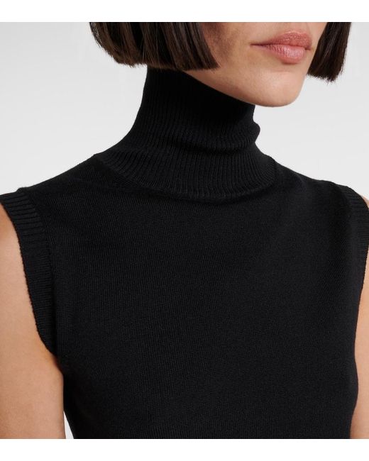 Sportmax Black Vertigo Knitted Virgin Wool Top