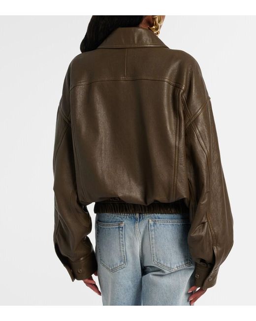 Saint Laurent Brown Leather Bomber Jacket