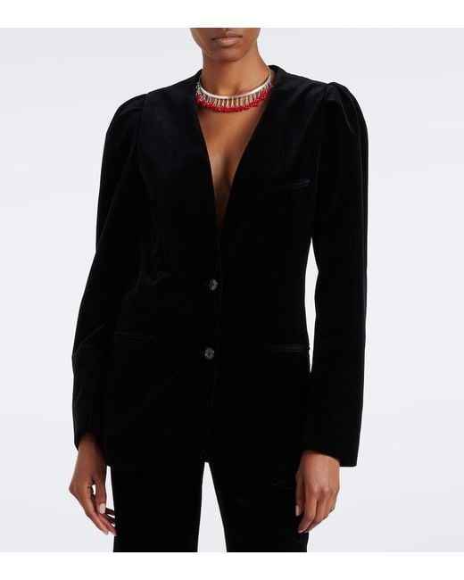 Isabel Marant Black Fereole Cotton Velvet Blazer