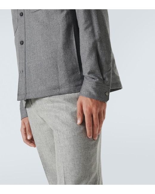 Zegna Gray Padded Wool Melange Overshirt for men