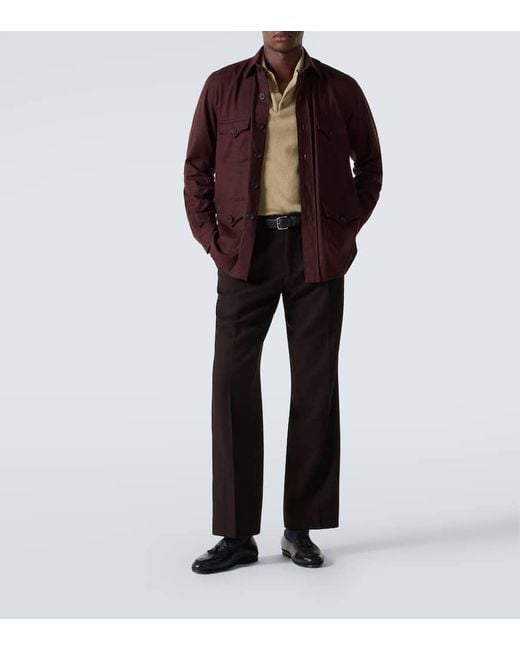 Rubinacci Brown Virgin Wool Flannel Field Jacket for men