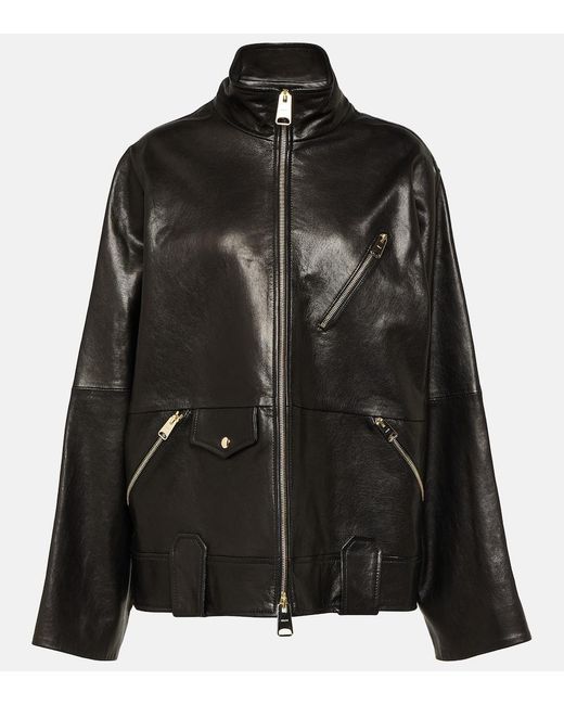 Khaite Black Shallin Oversized Leather Jacket