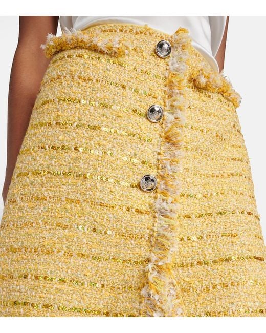 Giambattista Valli Yellow Fringed Boucle Miniskirt