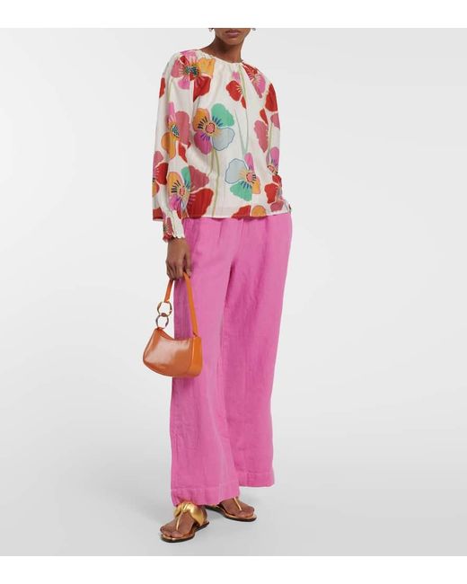 Blouse Avery En Coton Et Soie A Fleurs Velvet en coloris Pink