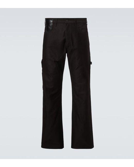 Junya Watanabe Black Leather-Trimmed Straight Jeans for men