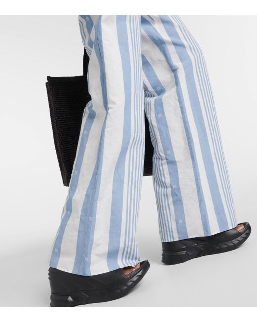 Pantalon ample 4G raye en coton et lin Givenchy en coloris Blue