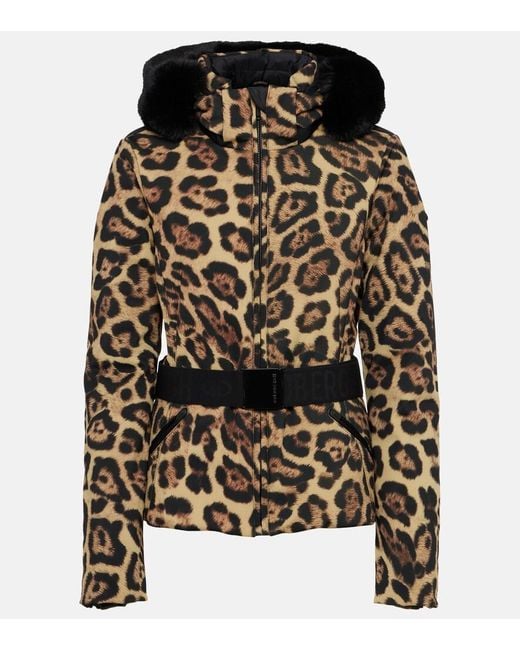 Goldbergh Brown Felis Leopard-Print Down Ski Jacket