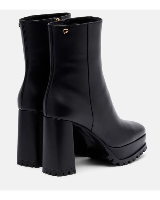 Gianvito Rossi Black Leather Platform Ankle Boots
