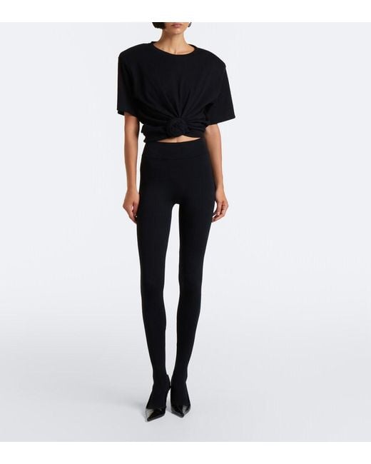 Magda Butrym Black Mid-Rise Cotton-Blend Tights