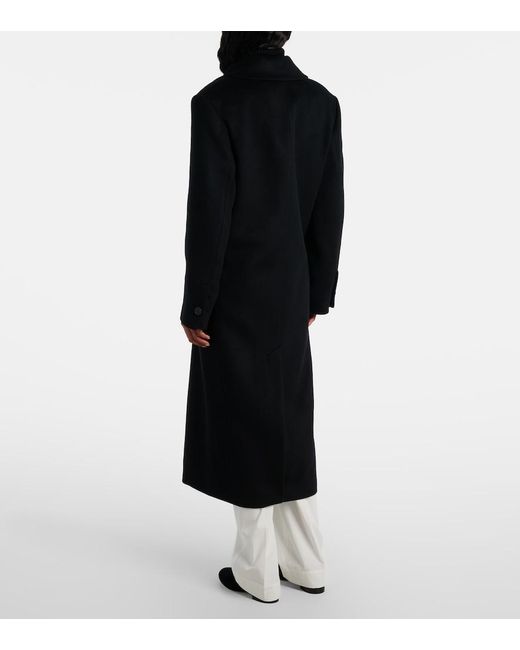 Totême Black Double-Breasted Cashmere Coat