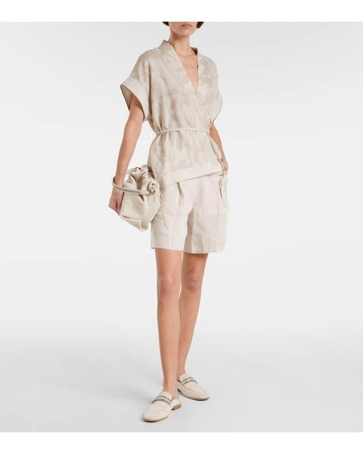 Brunello Cucinelli White Linen Shorts