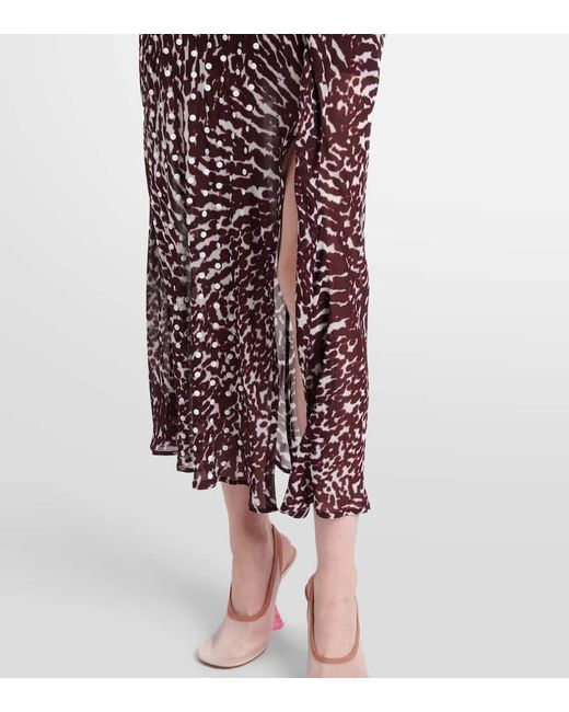 Dries Van Noten Purple Printed Draped One-Shoulder Midi Dress