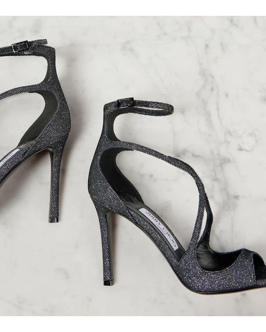 Jimmy Choo Black Azia 95 Glitter Sandals