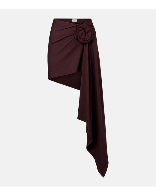 Magda Butrym Purple Floral-Applique Draped Miniskirt