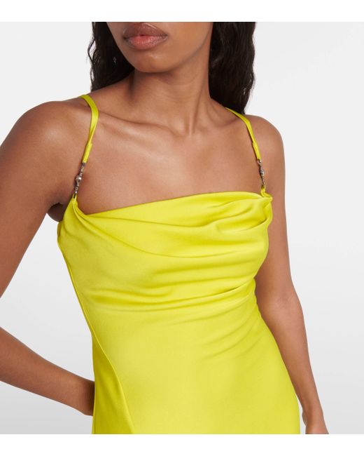 Versace Yellow Barocco Lace-applique Slip Dress