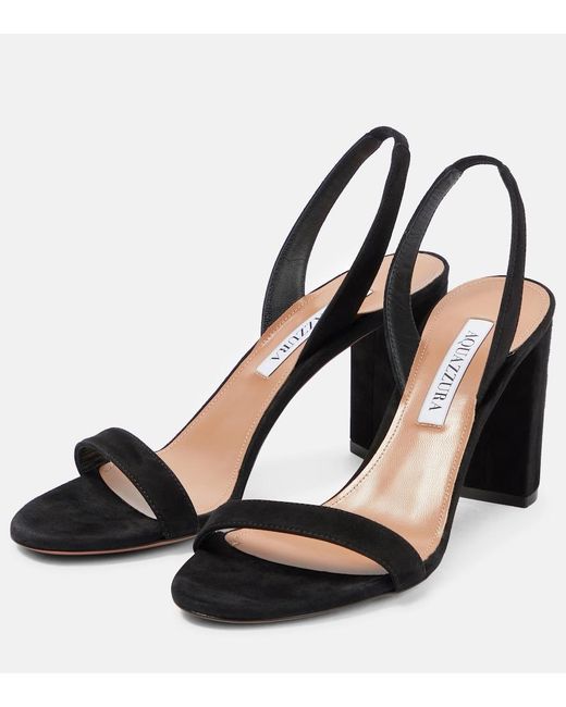 Aquazzura Black So Nude 85 Suede Sandals