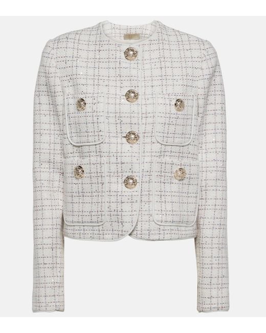Elie Saab Gray Embellished Tweed Jacket