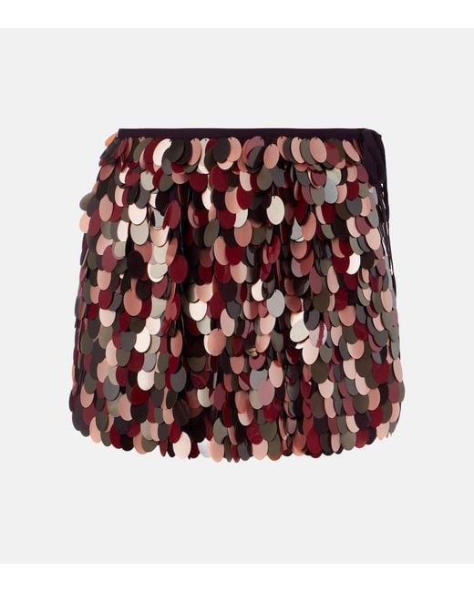 Dries Van Noten Red Sequined Miniskirt