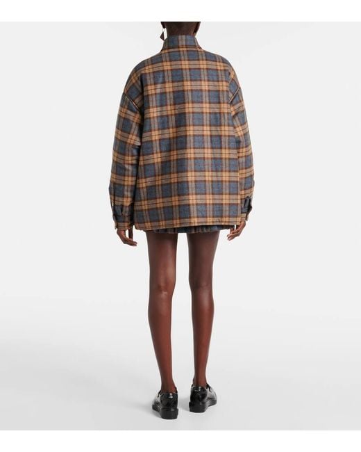 Prada Brown Plaid Wool Overshirt