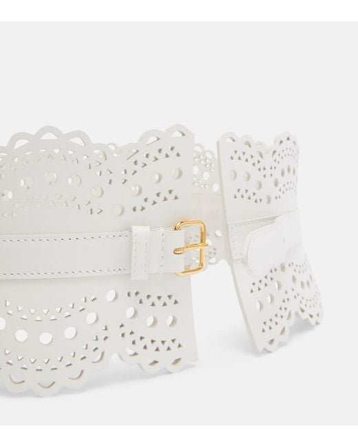 Alaïa White Vienne Wave Leather Belt