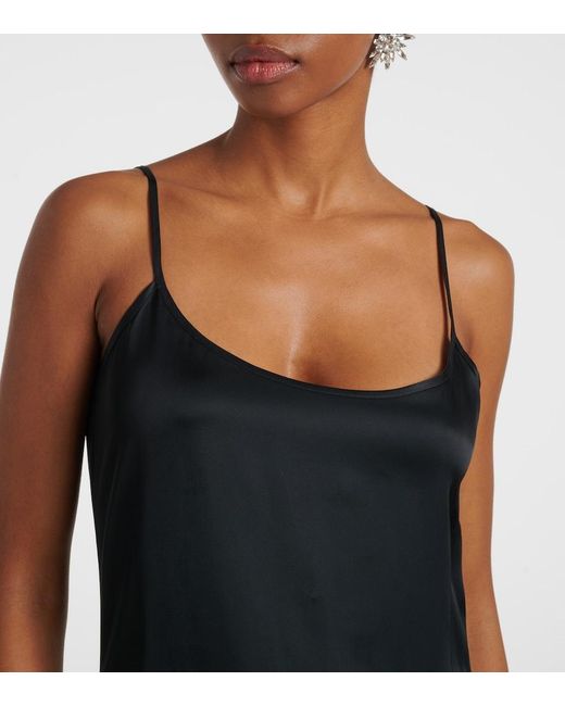 The Attico Black Gathered Satin Slip Dress