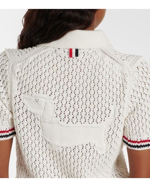 Thom Browne White Pointelle Cotton Top