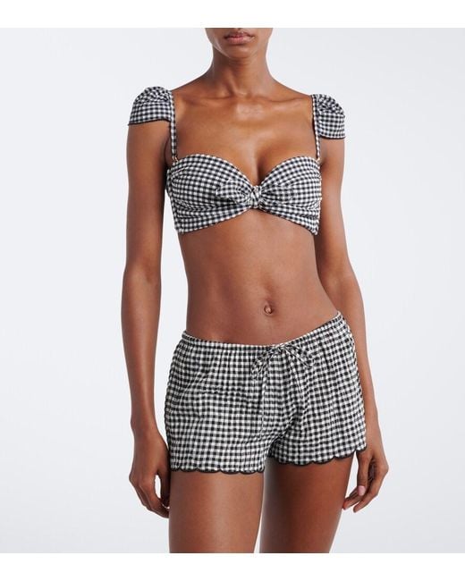 Montce Blue Cabana Gingham Seersucker Bikini Top