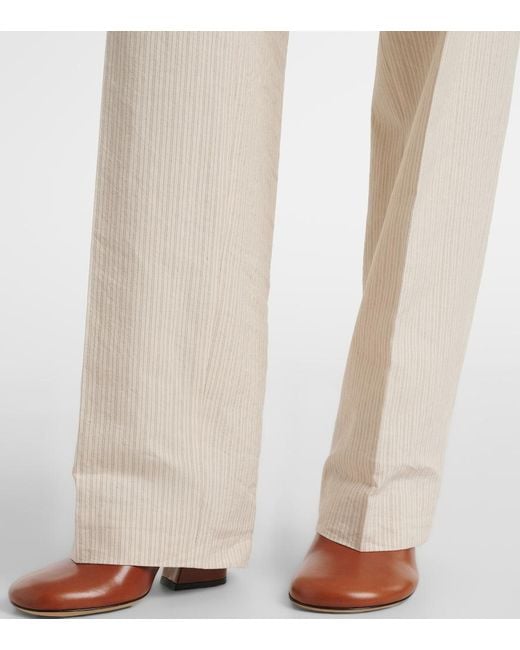 Dries Van Noten Natural Pilar Striped Cotton-Blend Straight Pants