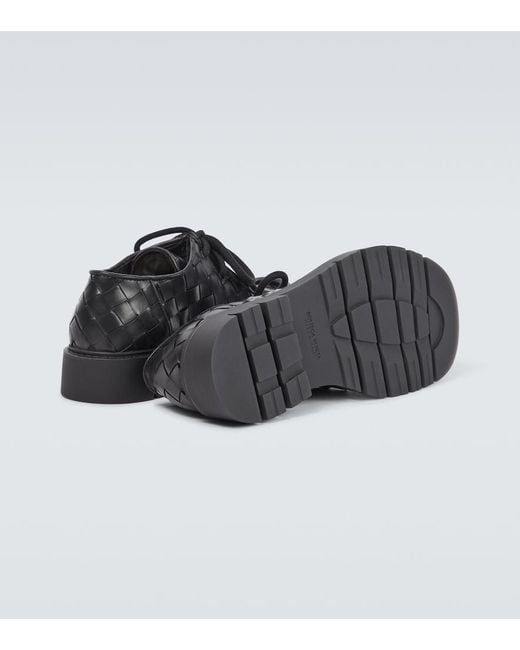 Bottega Veneta Black Haddock Leather Derby Shoes for men