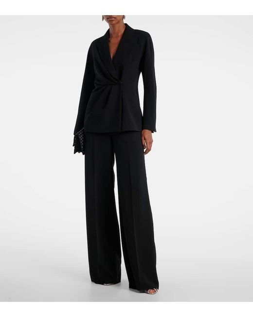 Max Mara Black Draped Cady Wrap Jacket