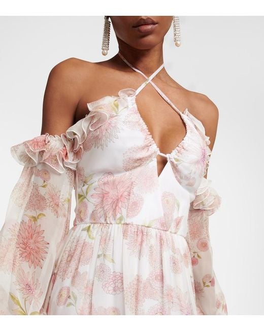 Giambattista Valli Pink Off-the-shoulder Floral Silk Gown