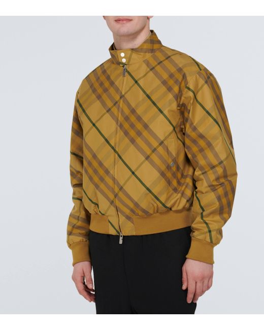 Burberry Yellow Check Cotton Twill Bomber Jacket for men