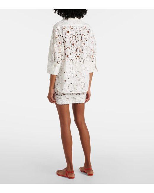 Farm Rio White Sun Broderie Anglaise Cotton Shirt