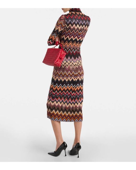 Missoni Multicolor Zig Zag Mockneck Wool-blend Midi Dress