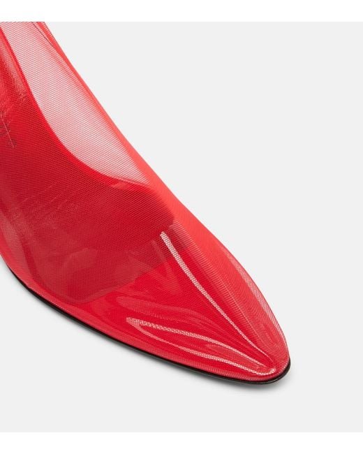Herbert Levine Red Sheer Perfection Mesh Over-The-Knee Boots