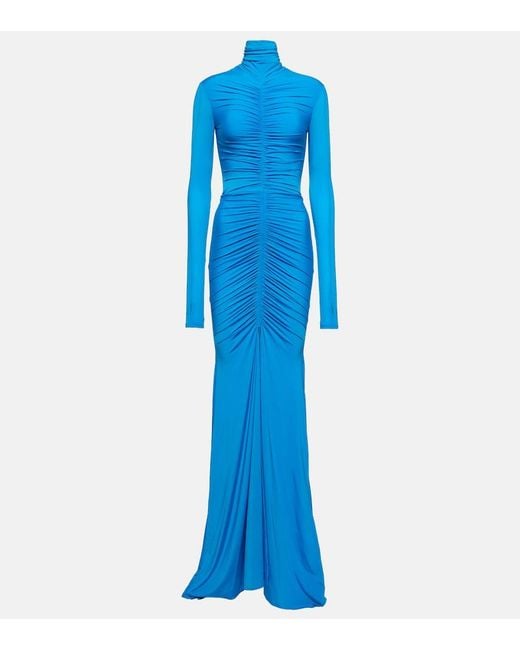 Alex Perry Blue Garner Turtleneck Gown